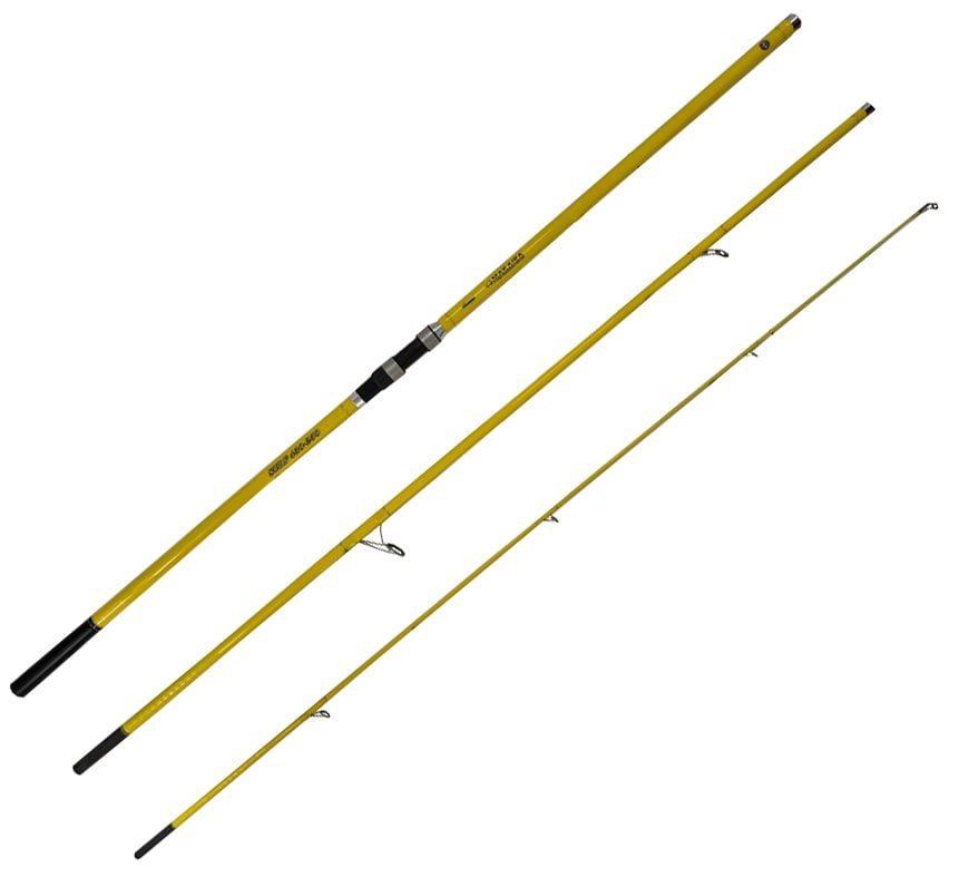 2904202669f1ec8da135e.jpeg Okuma Makaira Surf 4,30 cm 100-250 gr 3 Parça Yellow Surf Kamışı - Görsel 1