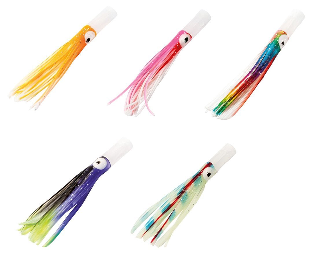 2904202669f208244d84a.jpeg Lineaeffe Octopus Plastic Tube Head 7.5 cm 3 Adet Sahte Balık - Görsel 1